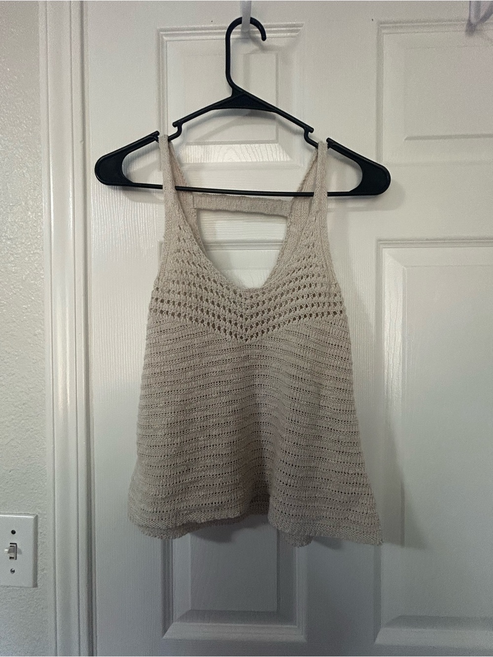 American Eagle Outfitters Beige Crochet Knit Cami